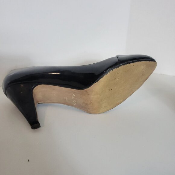 Aldo Womens Black Patent Leather Stiletto Heels Size 39 Pointed Toe - Picture 5 of 9